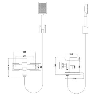 Смеситель для ванны Melana Cubo MELANA-610205 сатин